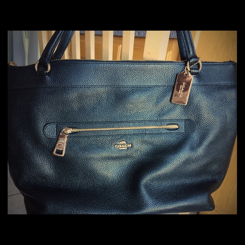 Coach Black Pebble Leather Tote